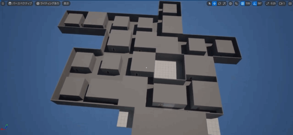開発途中のゲーム画面
ランダムマップ生成