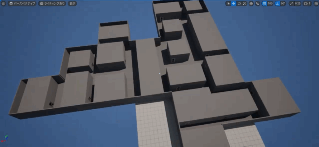 開発途中のゲーム画面
ランダムマップ生成